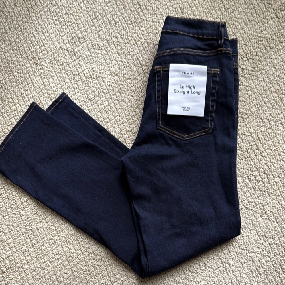 Frame Denim Women's Navy Straight Leg Jeans
